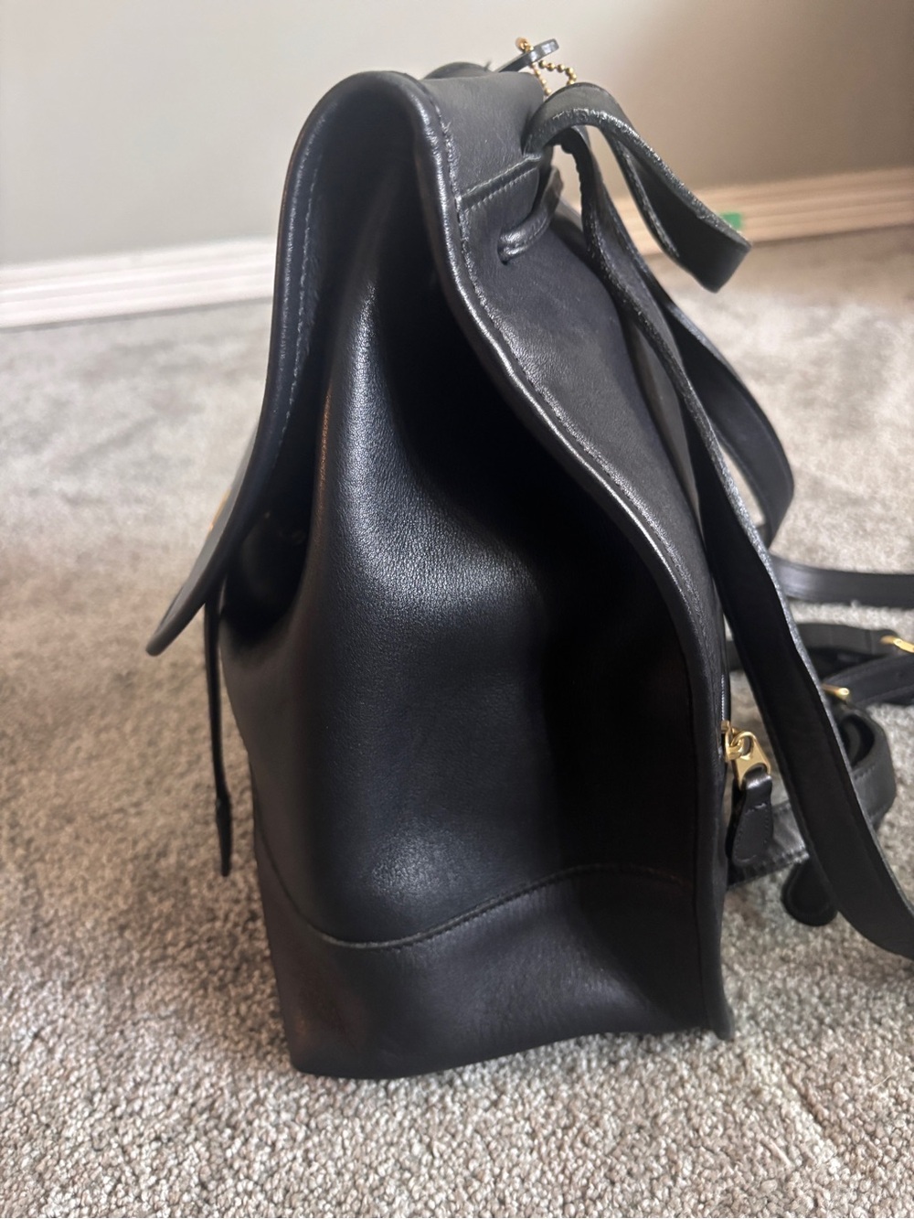 Vintage Coach 9791 Black Leather Daypack Backpack USA Turnlock Glove Tanned - Picture 8 of 13